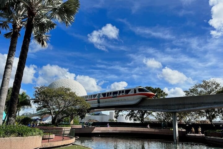 EPCOT Monorail with Spaceship Earth